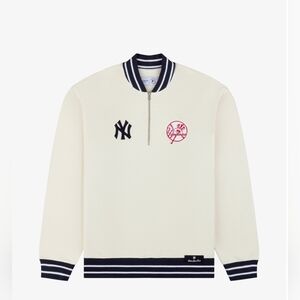 Aime Leon Dore x New York Yankees Cream & Navy Quarter Zip Pullover